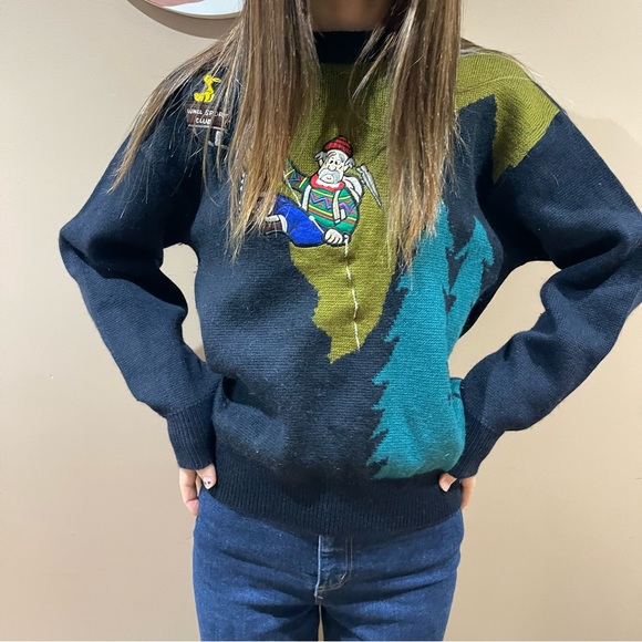 Vintage Sweaters - Vtg Wool Mountain Climber & Duck Sweater